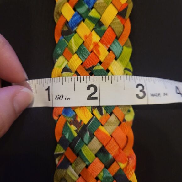 The Ritz Woven Fabric Belt M/L Adjustable Brown Buckle Vintage Taiwan - Picture 9 of 13